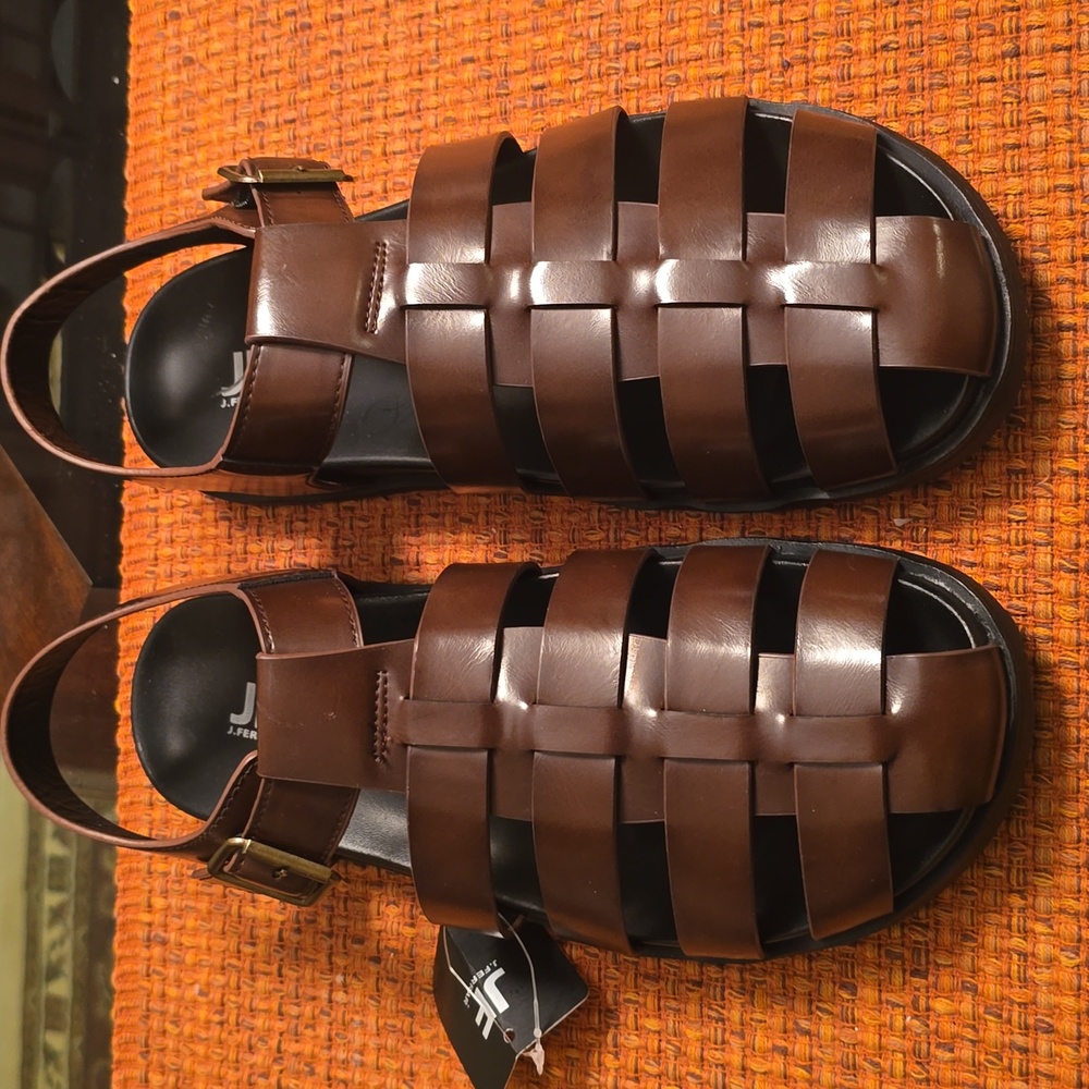JF S BRAND MEN'S BROWN  SUMMERTIME SANDALS SIZE 9